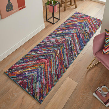 Carnaval CAR104 Modern Geometric Chevron Zig Zag Durable Easy-Care Polypropylene Low Profile Short Pile Multicolour Runner-Concept Looms-Rug Love - The Most Loved Rug Store